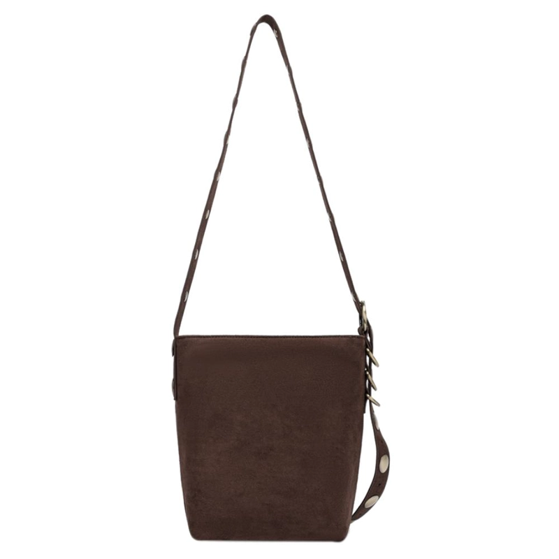 CARTERA BANDOLERA PEQUEÑA TACHAS ADELA CAFE  CALU - 5