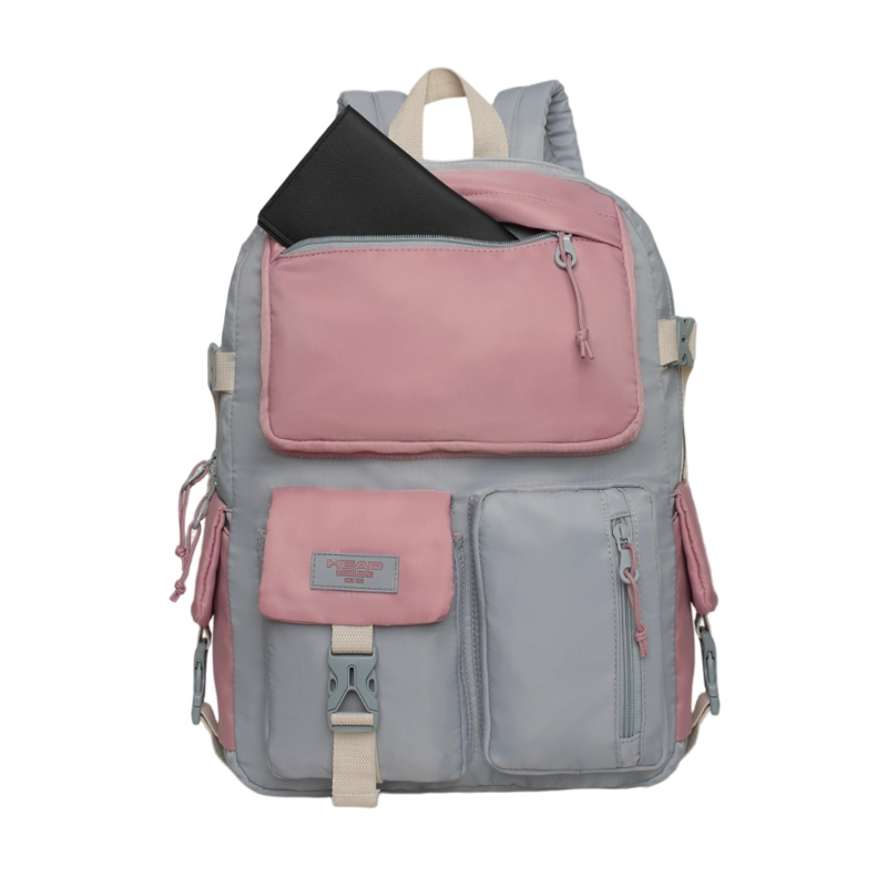 MOCHILA MUJER ESCALADE KAWAII COLOR BLOCK GRIS HEAD - 2