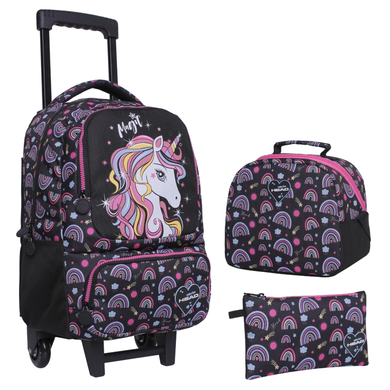 PACK BAKAN ESCOLAR UNICORNIO ARCOIRIS NEGRO HEAD - 1