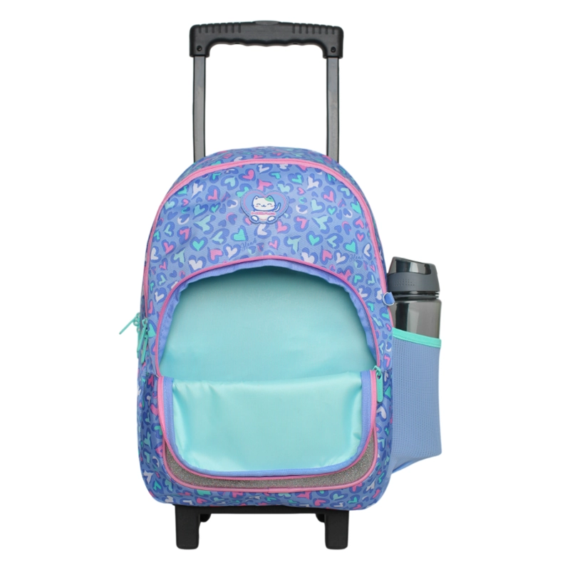 MOCHILA RUEDAS INFANTIL NIÑA CHIPS GATO CORAZON LILA HEAD - 2