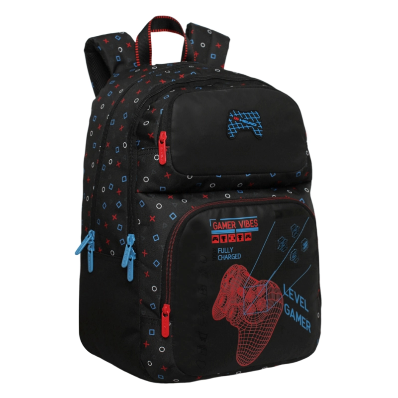 MOCHILA INFANTIL NIÑO FANTASY GAMER NEGRO HEAD - 1