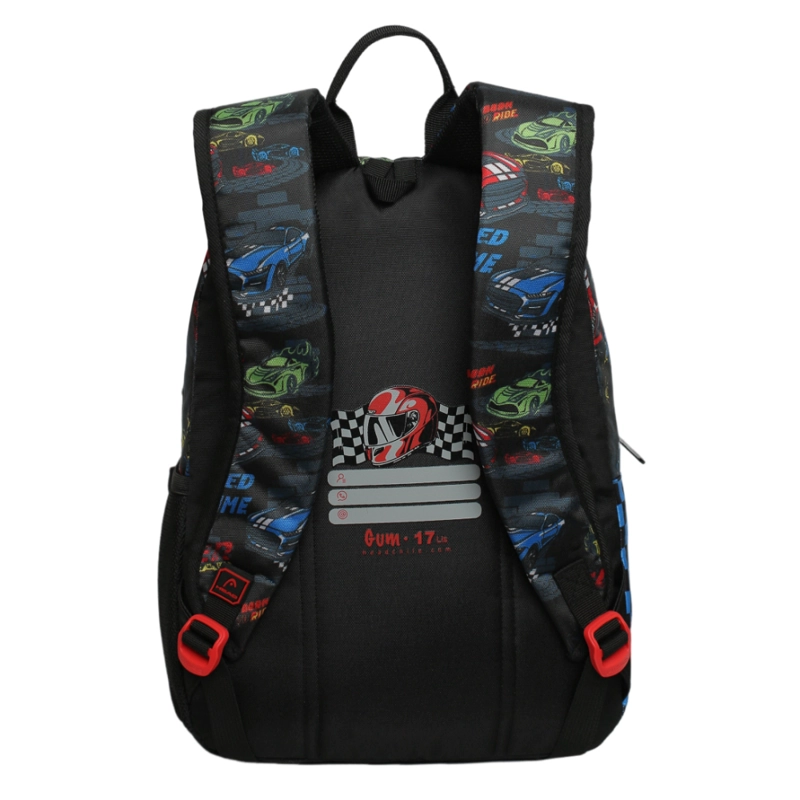 MOCHILA INFANTIL NIÑO GUM SPEED CAR NEGRO HEAD - 5