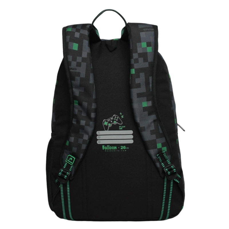 MOCHILA INFANTIL NIÑO BALLOON GAMER NEGRO VERDE HEAD - 5