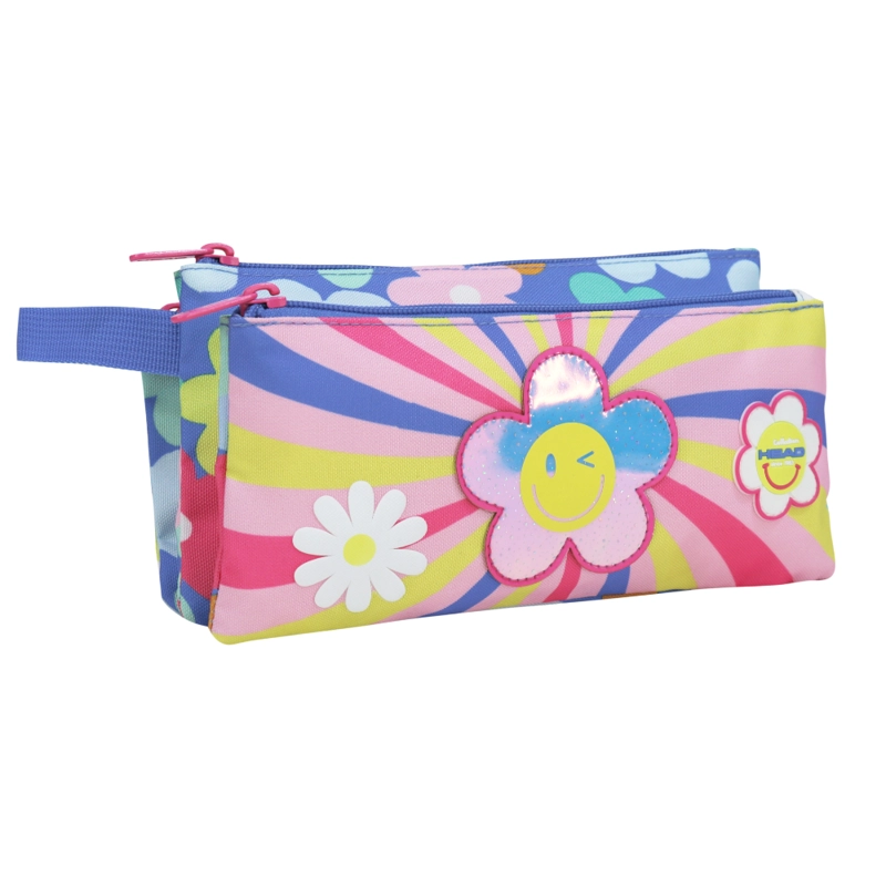 ESTUCHE INFANTIL TRIPLE CELERIO SMILE FLOWERS MORADO HEAD - 1