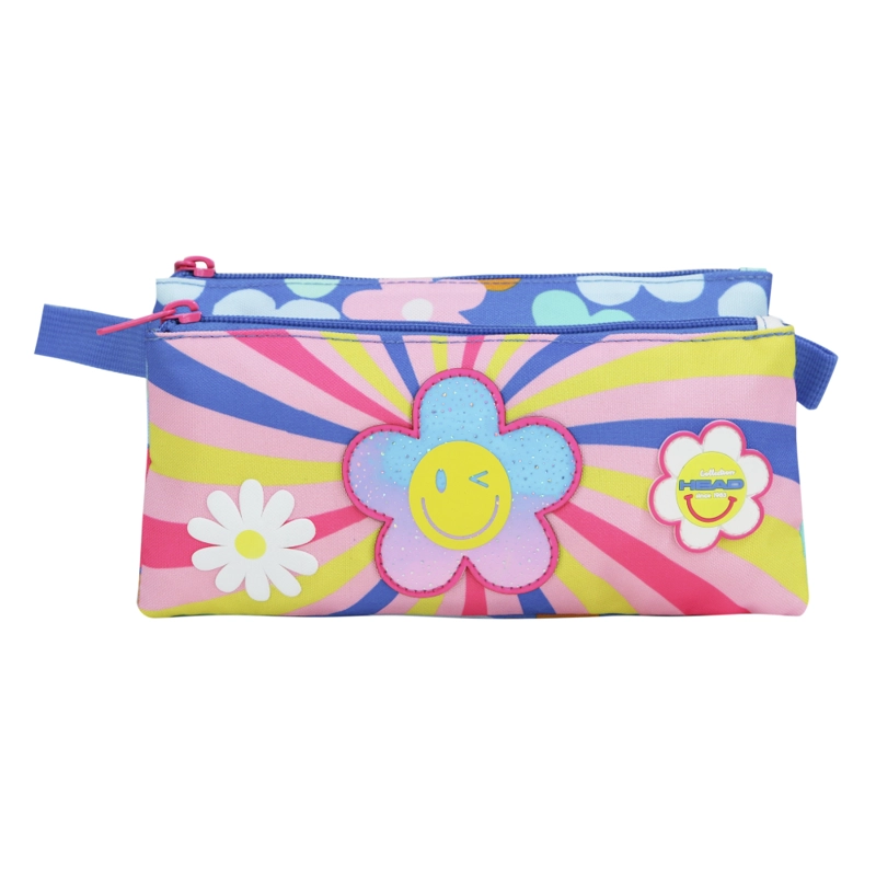 ESTUCHE INFANTIL TRIPLE CELERIO SMILE FLOWERS MORADO HEAD - 2
