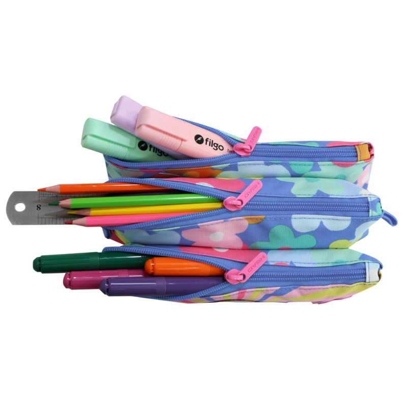 ESTUCHE INFANTIL TRIPLE CELERIO SMILE FLOWERS MORADO HEAD - 4