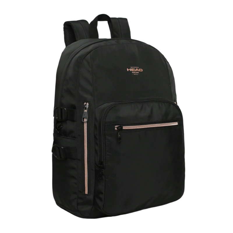 MOCHILA MUJER NOTEBOOK KONA NEGRO ROSE GOLD HEAD - 1