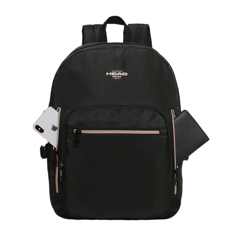 MOCHILA MUJER NOTEBOOK KONA NEGRO ROSE GOLD HEAD - 2