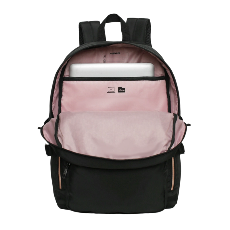 MOCHILA MUJER NOTEBOOK KONA NEGRO ROSE GOLD HEAD - 3