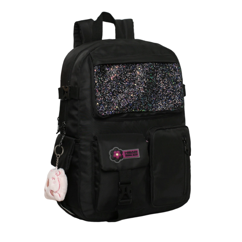MOCHILA MUJER KAWAII FUSION GLITTER NEGRO HEAD - 1