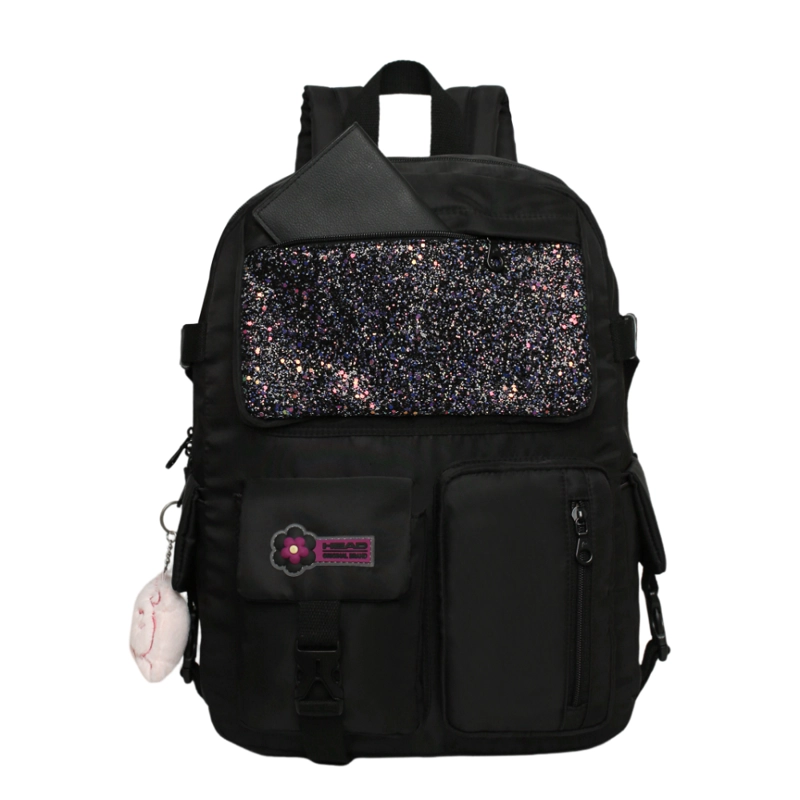 MOCHILA MUJER KAWAII FUSION GLITTER NEGRO HEAD - 2
