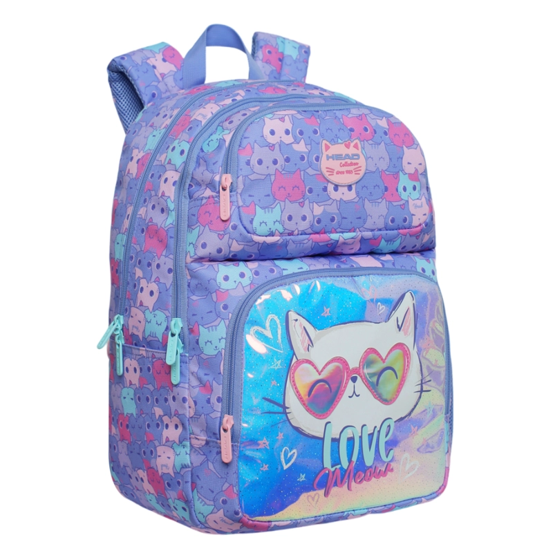 MOCHILA INFANTIL NIÑA FANTASY GATO LILA HEAD - 1