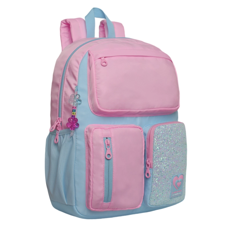 MOCHILA INFANTIL NIÑA FUNNY BRILLO BLOCK ROSADO HEAD - 1