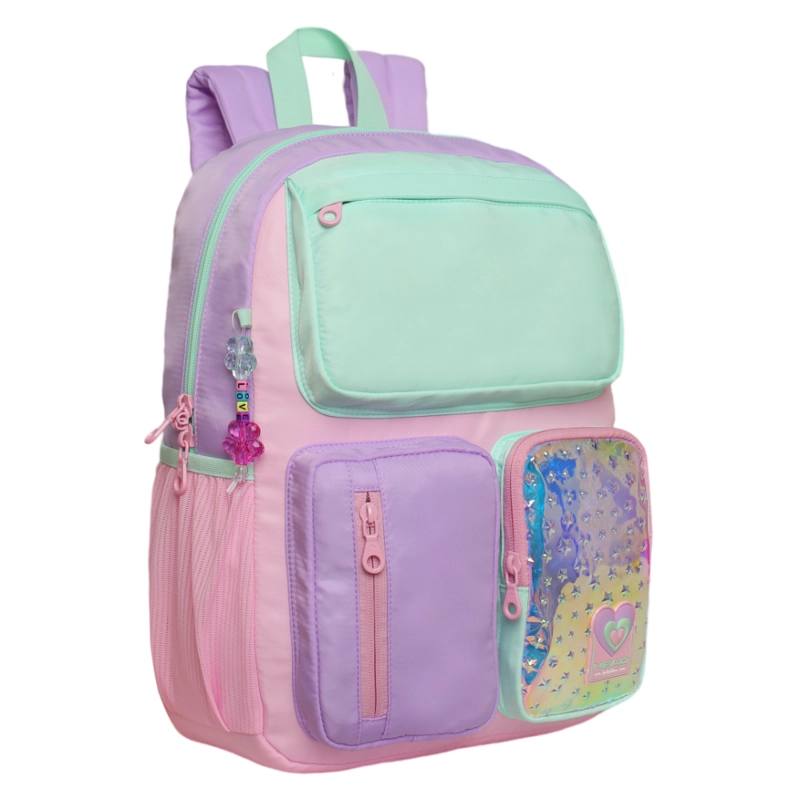 MOCHILA INFANTIL NIÑA FUNNY BRILLO BLOCK PASTEL HEAD - 1