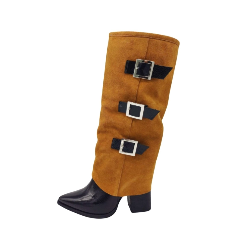 BOTA AUGUSTA CAMEL NEGRO CHAROL PAO PECADOS - 2
