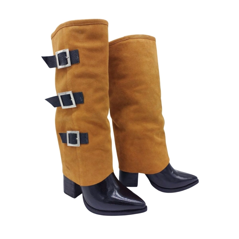 BOTA AUGUSTA CAMEL NEGRO CHAROL PAO PECADOS - 4