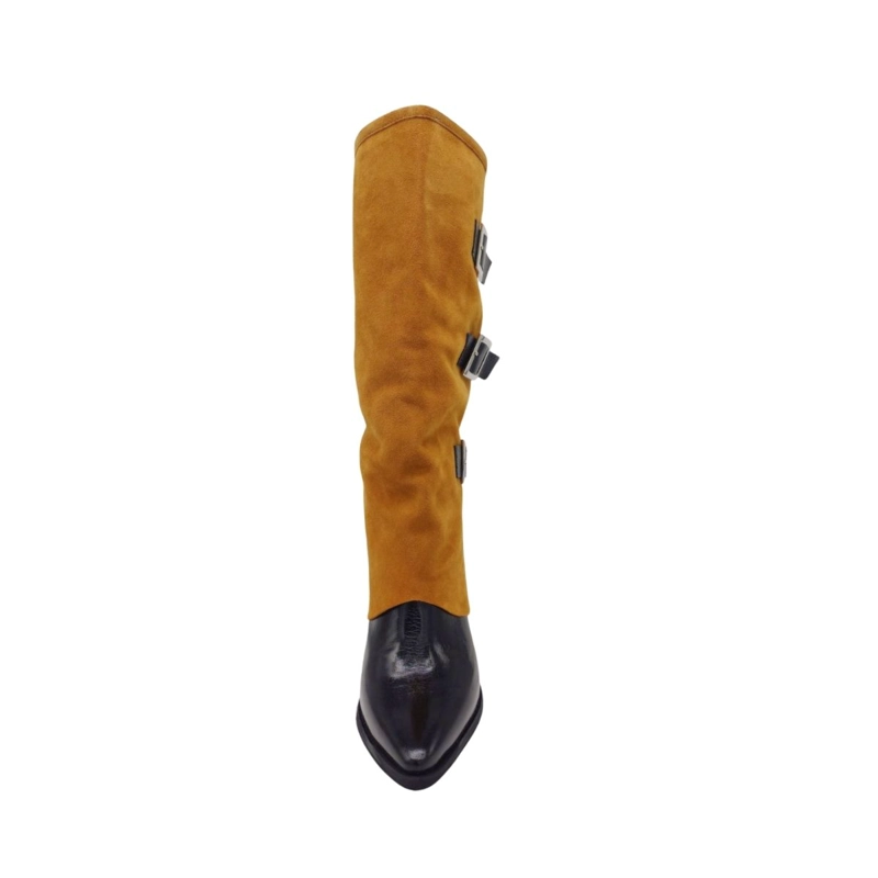 BOTA AUGUSTA CAMEL NEGRO CHAROL PAO PECADOS - 5
