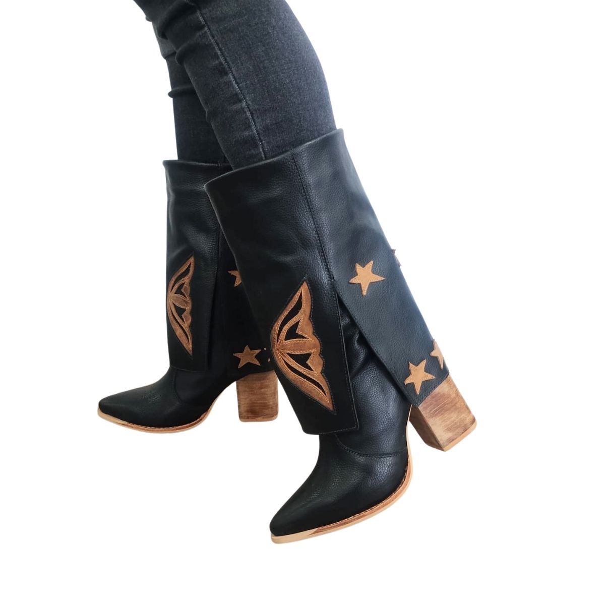 BOTA FIERA NEGRO MARIPOSA ALTO PAO PECADOS - 1
