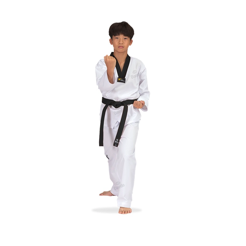 DOBOK DAEDO ESTANDAR CUELLO NEGRO CON BORDADO ESPALDA WT - 1