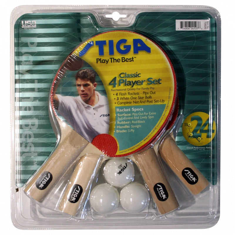 SET TENIS DE MESA STIGA CLASSIC 4 PALETAS - 3 PELOTAS - 1 RE - 1