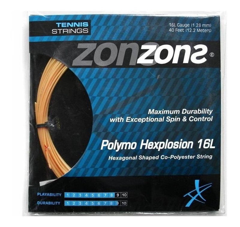 CUERDA DE TENIS ZONS POLYMO HEXPLOSION 16L/1.28MM GOLD 12 MT - 1