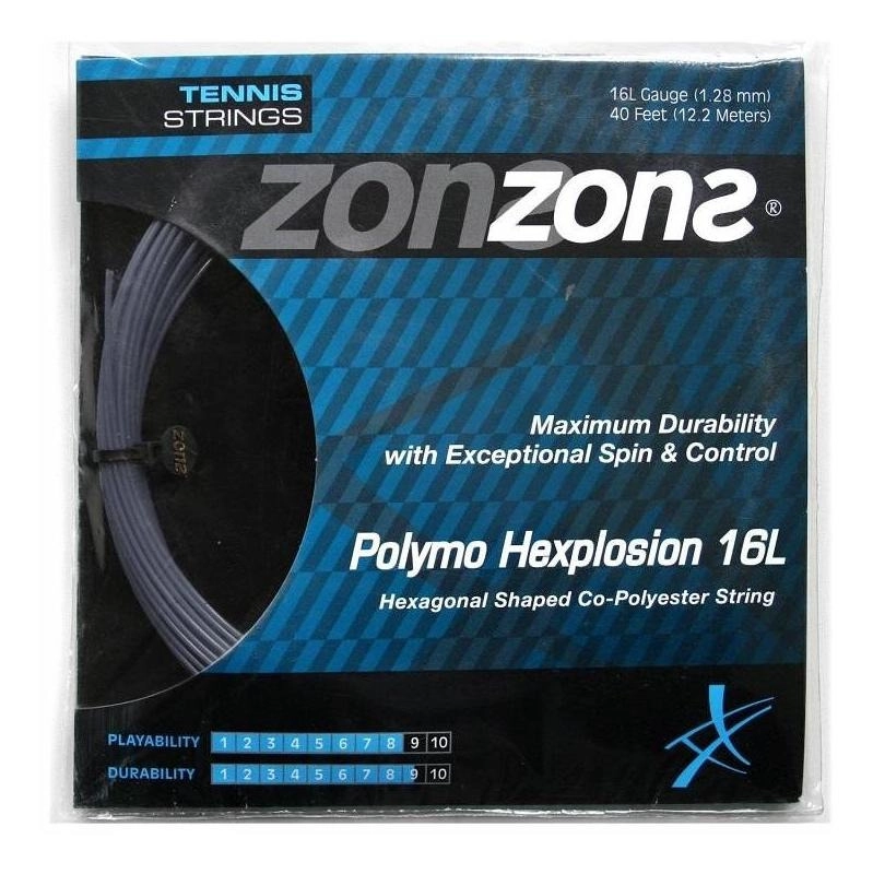 CUERDA DE TENIS ZONS POLYMO HEXPLOSION 16L/1.28MM SILVER 12 - 1