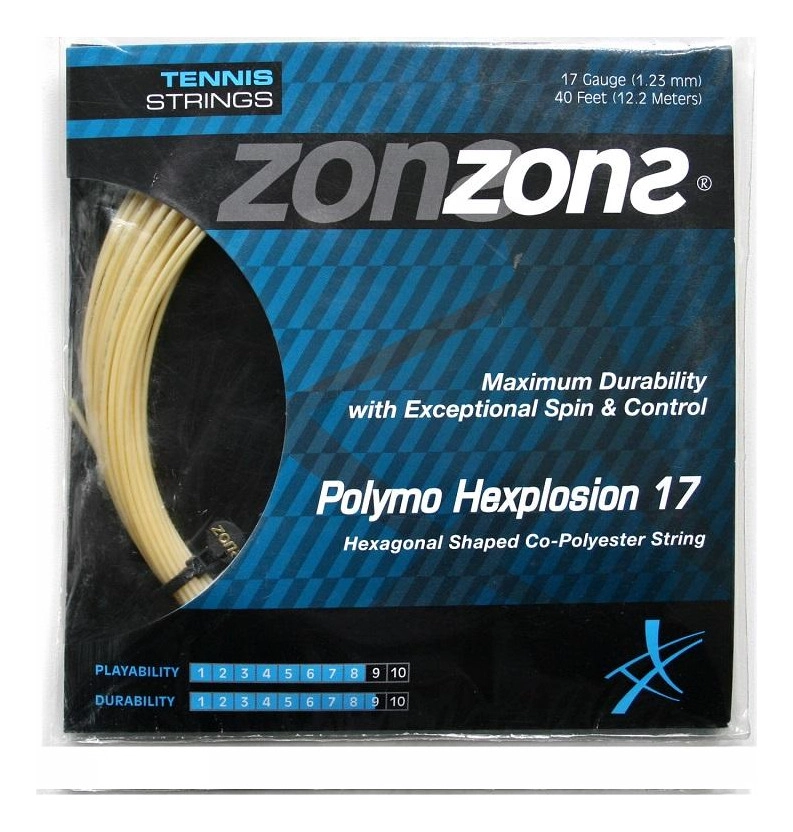 CUERDA DE TENIS ZONS POLYMO HEXPLOSION 17L/1.23MM AMBAR 12 M - 1