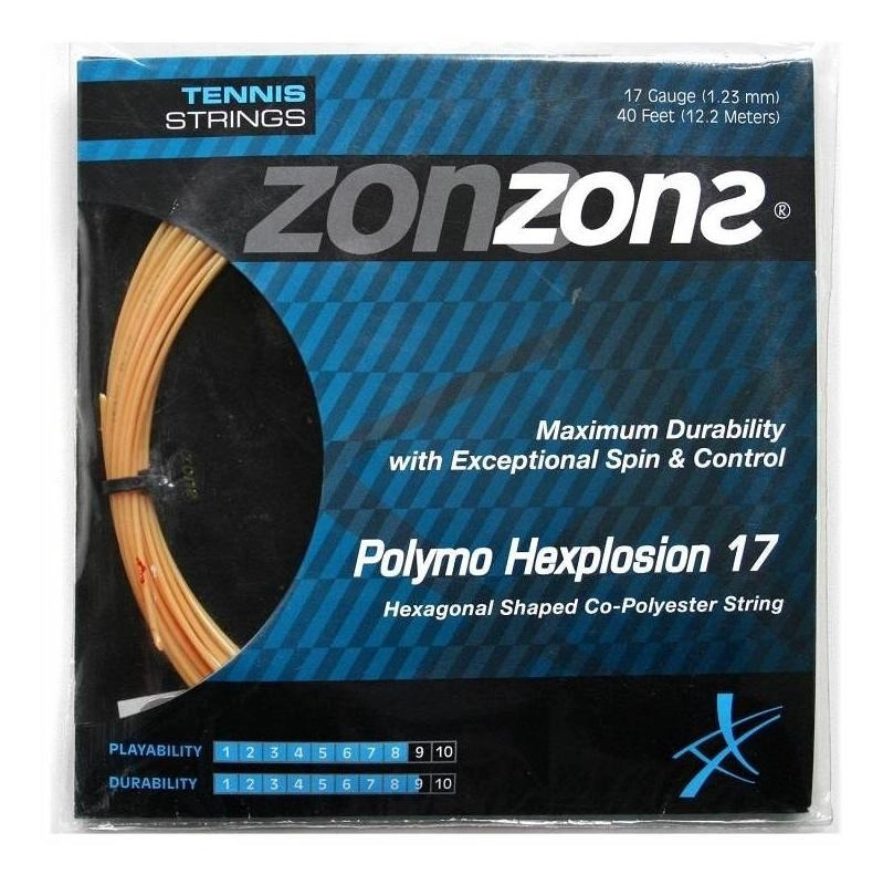CUERDA DE TENIS ZONS POLYMO HEXPLOSION 17L/1.23MM GOLD 12 MT - 1