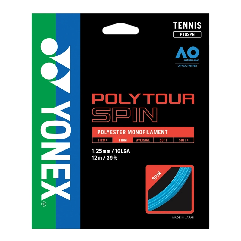 CUERDA DE TENIS YONEX POLY TOUR SPIN 16L/1.25MM AZUL 12 MTS. - 1