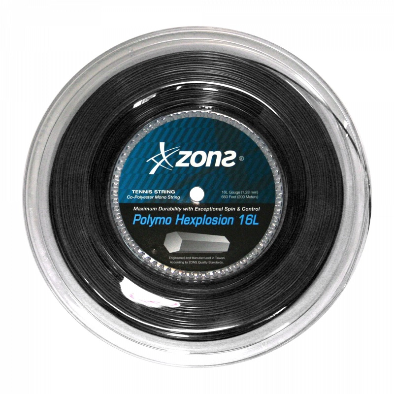 CUERDA TENIS ZONS POLYMO HEXPLOSION 16L/1.28MM NEGRA 120 MT - 1