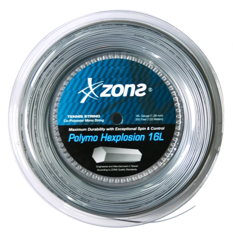 CUERDA TENIS ZONS POLYMO HEXPLOSION 16L/1.28MM PLATA 120 MT. - 1