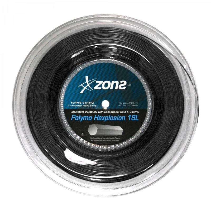 CUERDA TENIS ZONS POLYMO HEXPLOSION 16L/1.28MM NEGRA 200 - 1