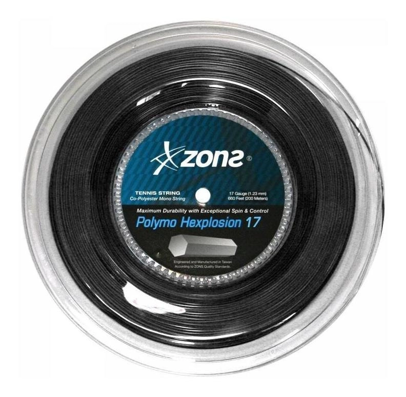CUERDA DE TENIS ZONS POLYMO HEXPLOSION 17L/1.23MM NEGRA 200 - 1