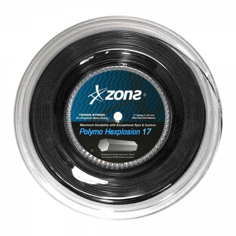 CUERDA TENIS ZONS POLYMO HEXPLOSION 17L/1.23MM NEGRA 200 - 1