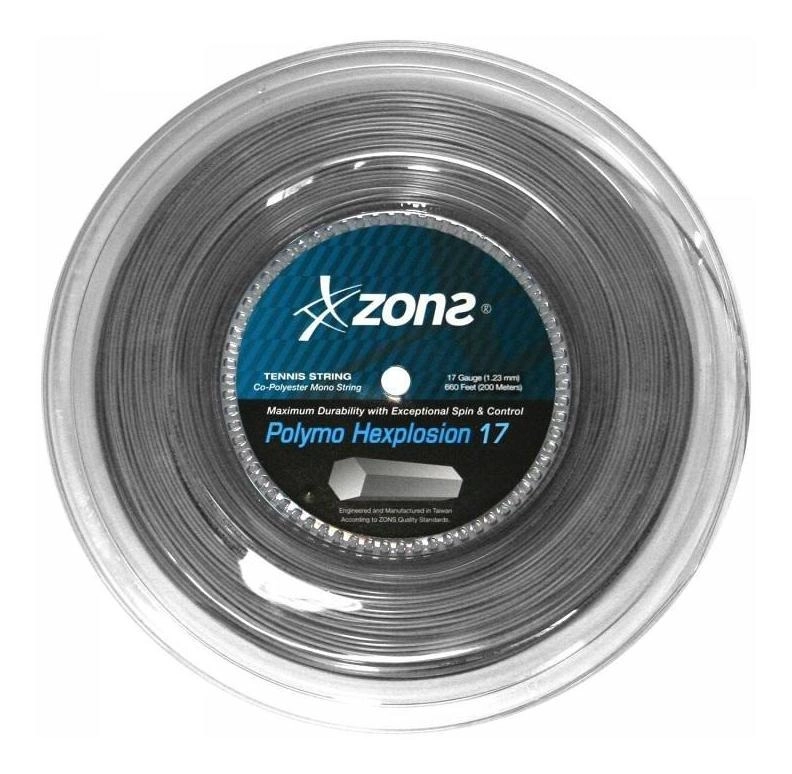 CUERDA DE TENIS ZONS POLYMO HEXPLOSION 17L/1.23MM SILVER 200 - 1