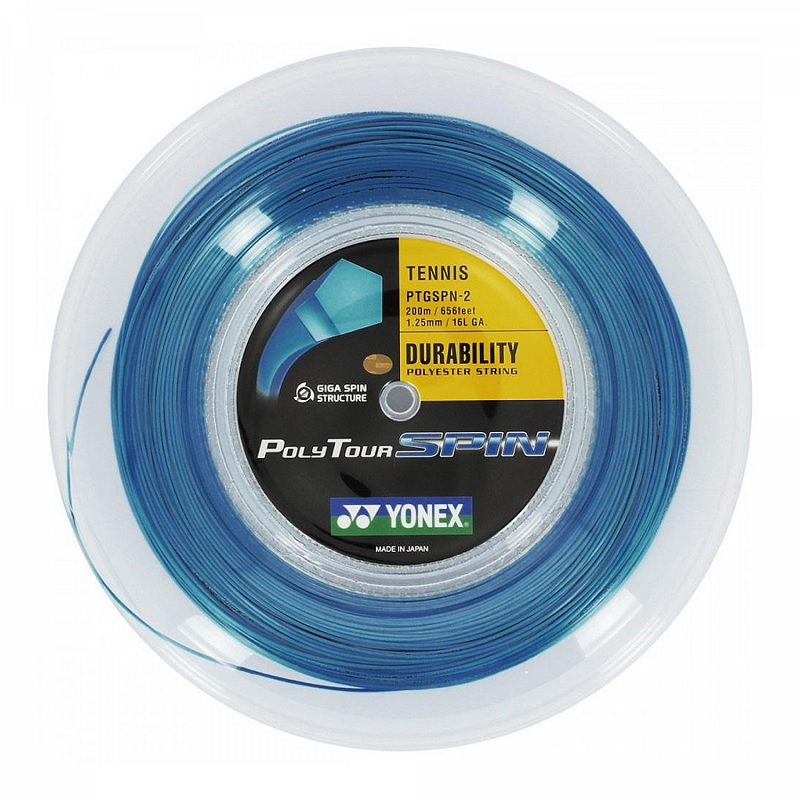 CUERDA TENIS YONEX POLYTOUR SPIN 16L/1.25MM AZUL 200 MTS. - 1