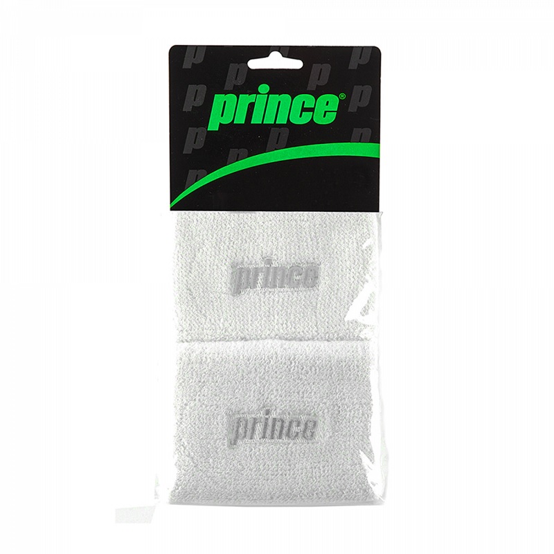 MUÑEQUERA TENIS PRINCE ALGODÓN BLANCA LOGO BLANCO PAR - 1