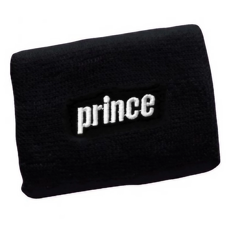 MUÑEQUERA PRINCE NEGRA LOGO BLANCO PAR - 2