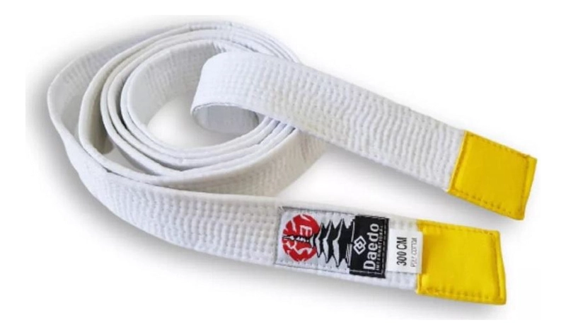 CINTURON DAEDO BLANCO PUNTA AMARILLA 300 CMS. - 1