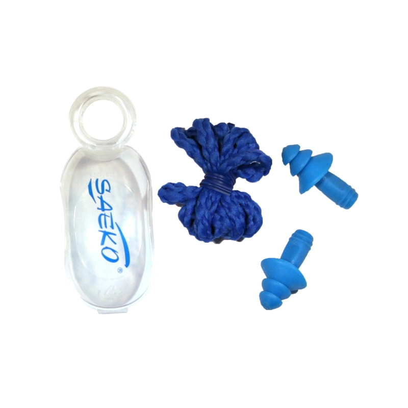 TAPONES DE NATACION SAEKO AZUL CON CORDON - 2