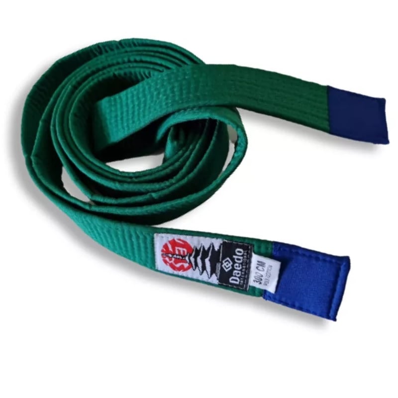 CINTURON ARTES MARCIALES DAEDO ALGODÓN VERDE PUNTA AZUL 300 CMS. - 1