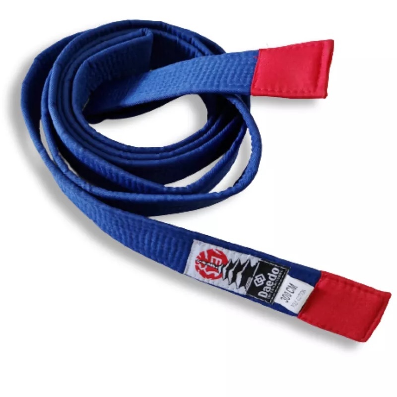 CINTURON ARTES MARCIALES DAEDO ALGODÓN AZUL PUNTA ROJA 245 CMS. - 1