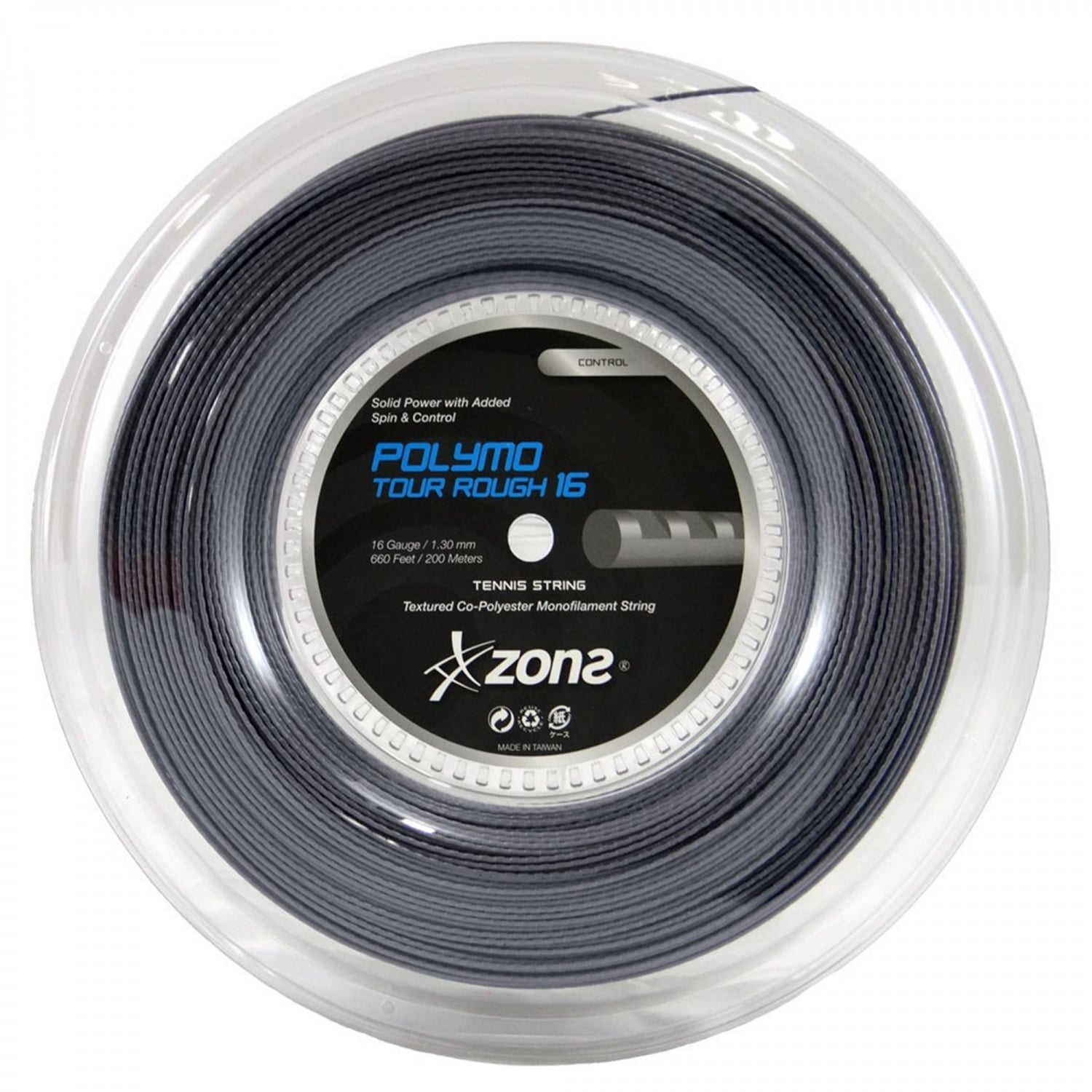 CUERDA TENIS ZONS POLYMO TOUR ROUGH 16L/1.25MM NEGRA 200 - 1