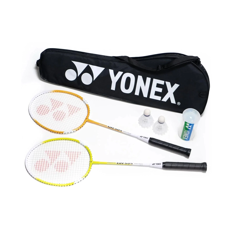 SET BADMINTON YONEX 505 2 RAQUETAS + 2 PLUMILLAS - 1