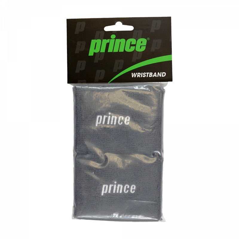 MUÑEQUERA TENIS PRINCE ALGODÓN GRIS LOGO BLANCO PAR - 1