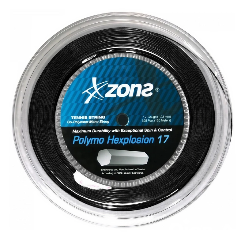 CUERDA DE TENIS ZONS POLYMO HEXPLOSION 17L/1.23MM NEGRA 120 - 1