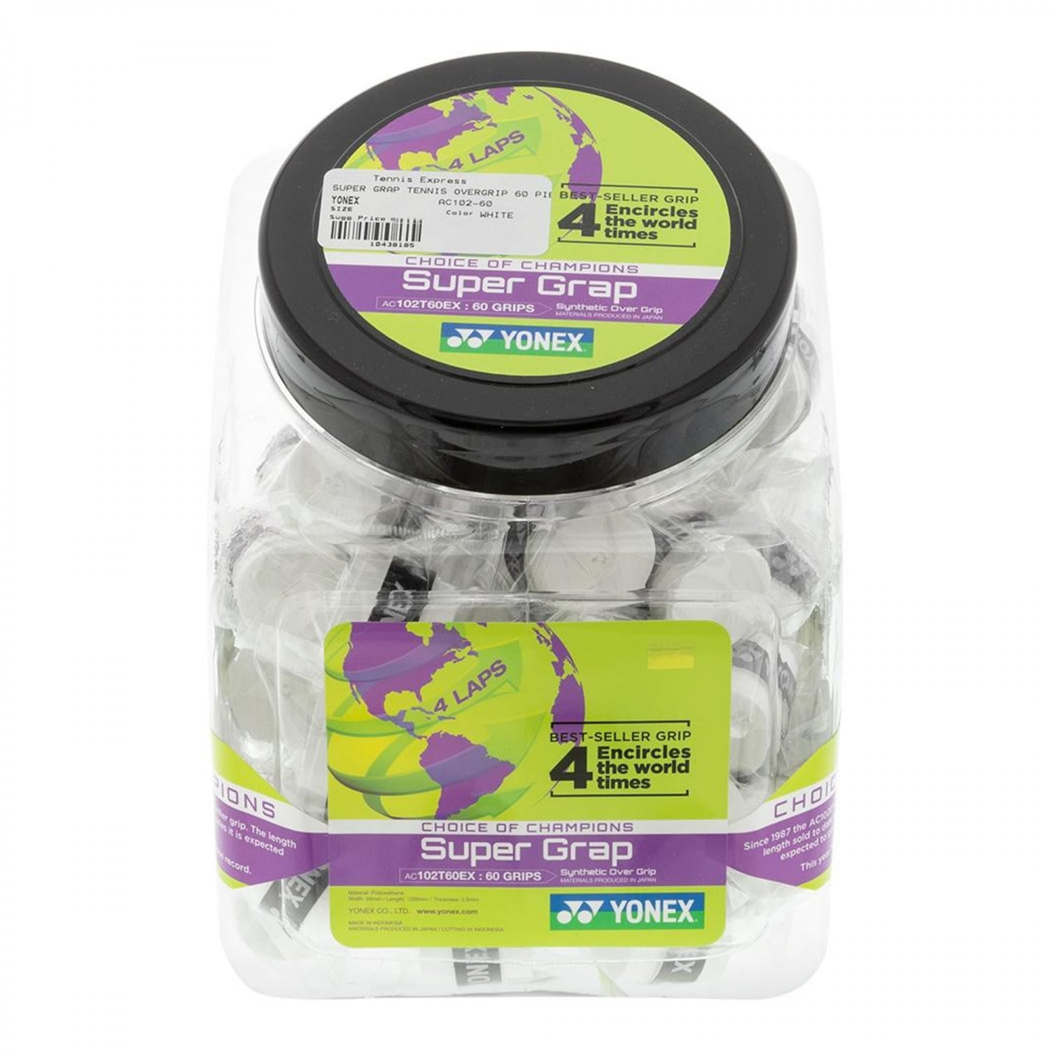 OVERGRIP TENIS YONEX POLIURETANO SUPER GRAP BLANCO JARRO X60 - 1