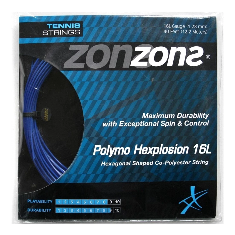 CUERDA DE TENIS ZONS POLYMO HEXPLOSION 16L/1.28MM AZUL 12 MT - 1