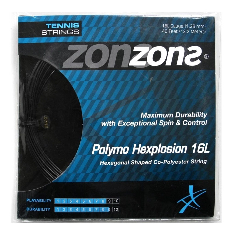 CUERDA DE TENIS ZONS POLYMO HEXPLOSION 16L/1.28MM NEGRA 12 M - 1