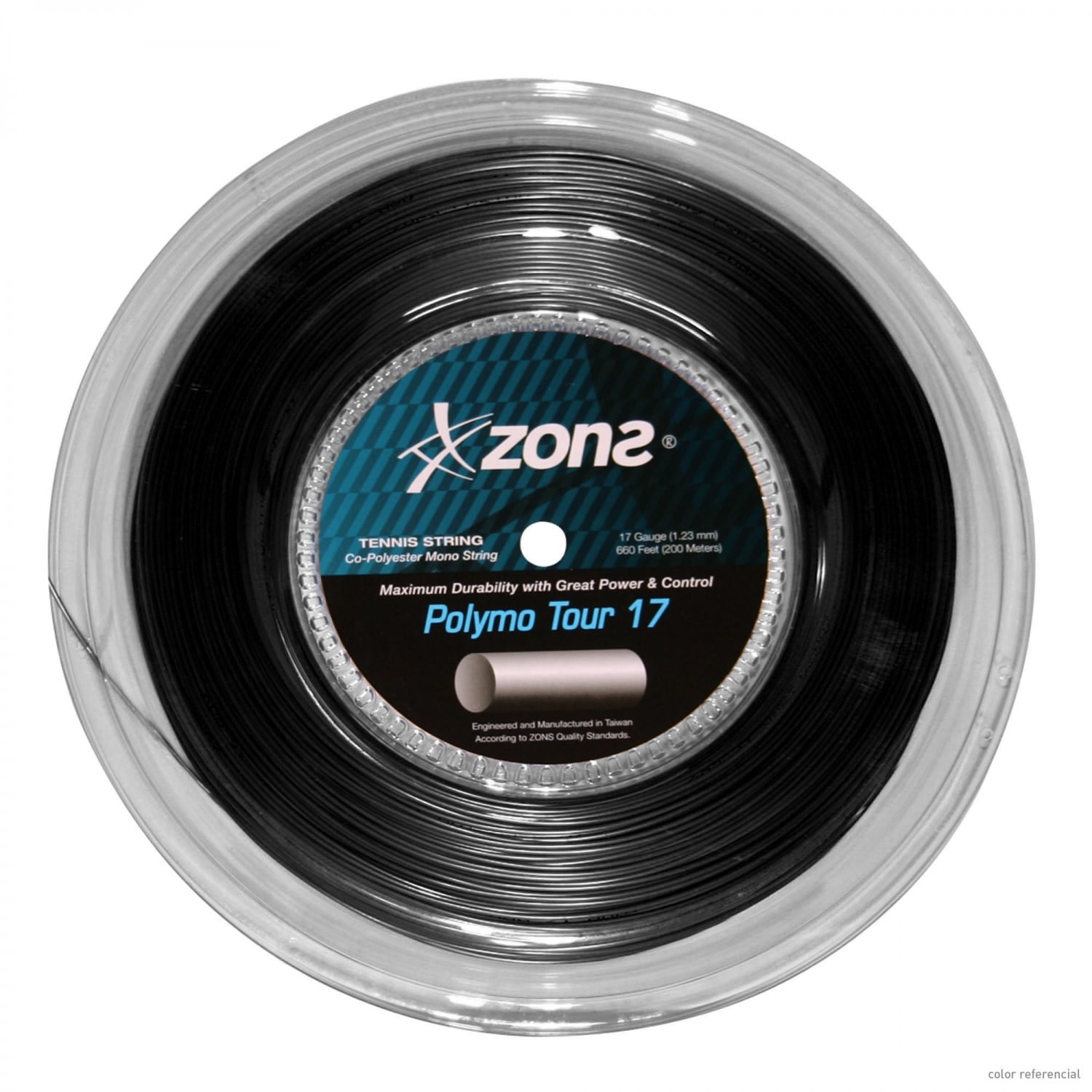CUERDA TENIS ZONS POLYMO TOUR 17L/1.23MM NEGRA 200 MTS. - 1